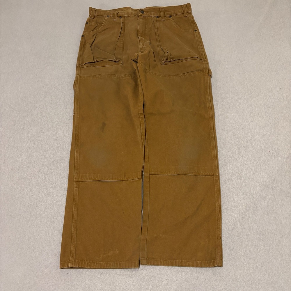 Genuine Dickies Mens Brown Duck Canvas Double Knee Carpenter Work Pants 34X30
